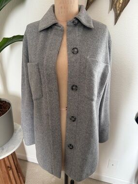 Vince Gray Wool Button-Front Pea Coat